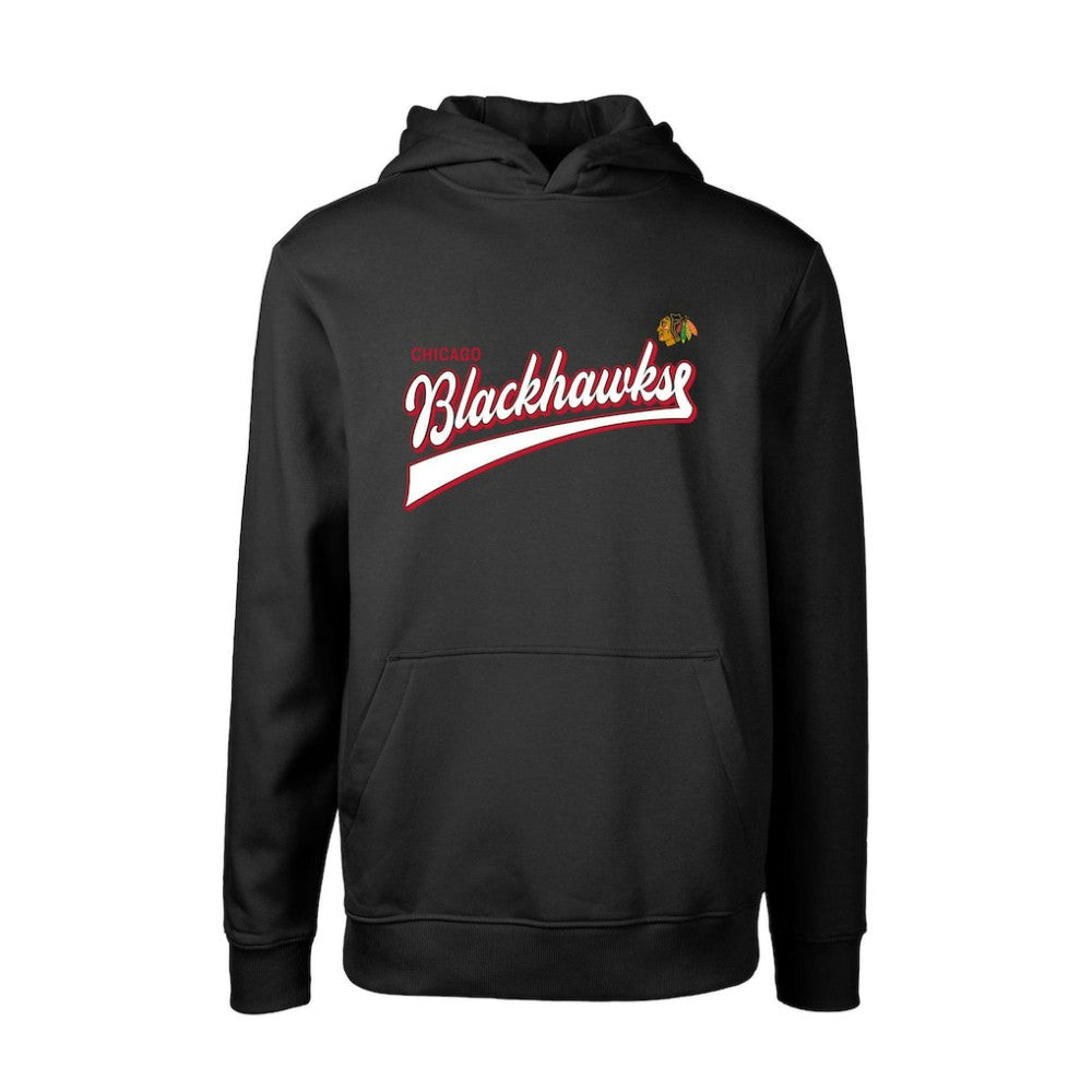 Chicago Blackhawks Levelwear Youth Podium Retro Script Fleece Pullover Hoodie - Black Hoodies