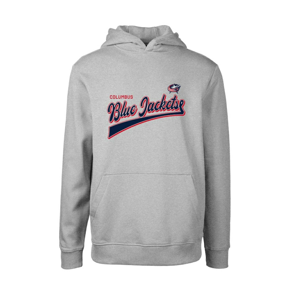 Columbus Blue Jackets Levelwear Youth Podium Retro Script Fleece Pullover Hoodie - Gray Hoodies