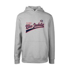Columbus Blue Jackets Levelwear Youth Podium Retro Script Fleece Pullover Hoodie - Gray Hoodies