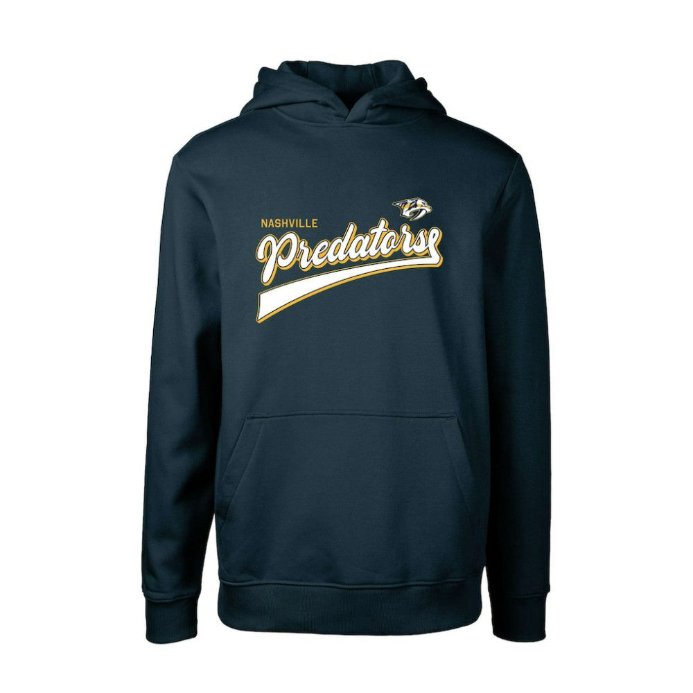 Nashville Predators Levelwear Youth Podium Retro Script Fleece Pullover Hoodie - Navy Hoodies