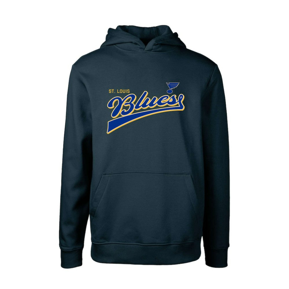St. Louis Blues Levelwear Youth Podium Retro Script Fleece Pullover Hoodie - Navy Hoodies
