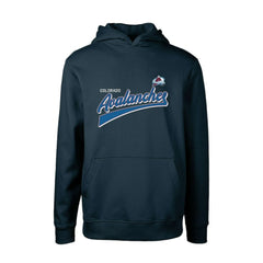 Colorado Avalanche Levelwear Youth Podium Retro Script Fleece Pullover Hoodie - Navy Hoodies