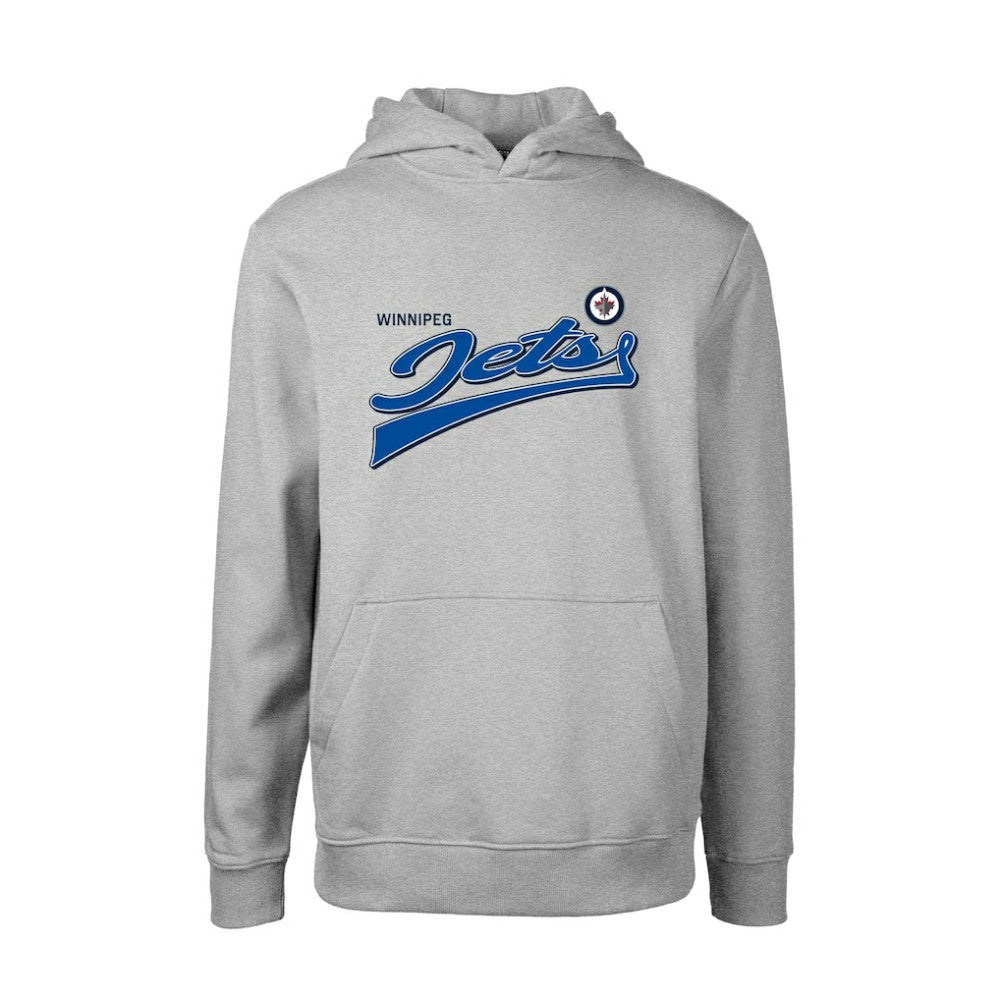Winnipeg Jets Levelwear Youth Podium Retro Script Fleece Pullover Hoodie - Gray Hoodies