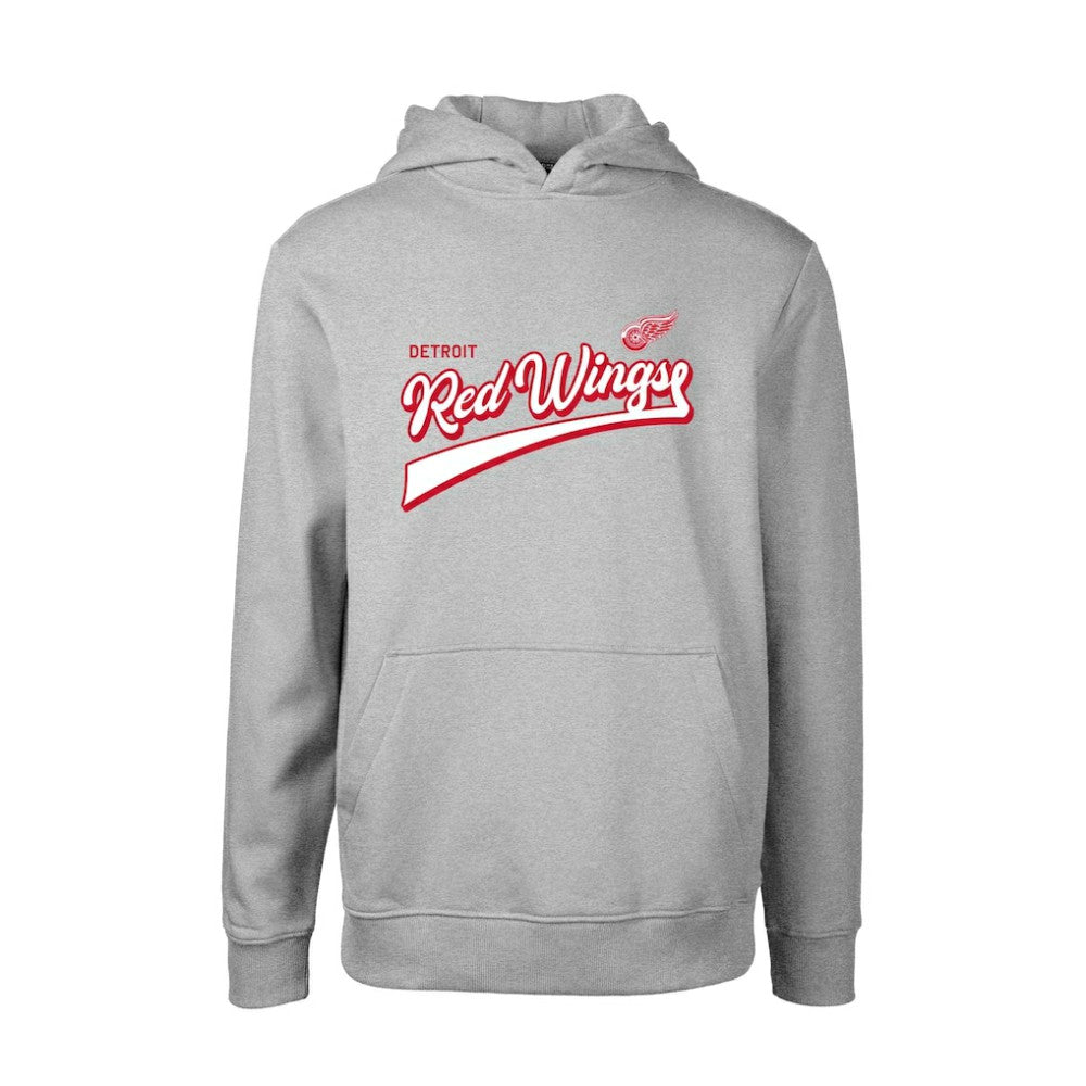Detroit Red Wings Levelwear Youth Podium Retro Script Fleece Pullover Hoodie - Gray Hoodies