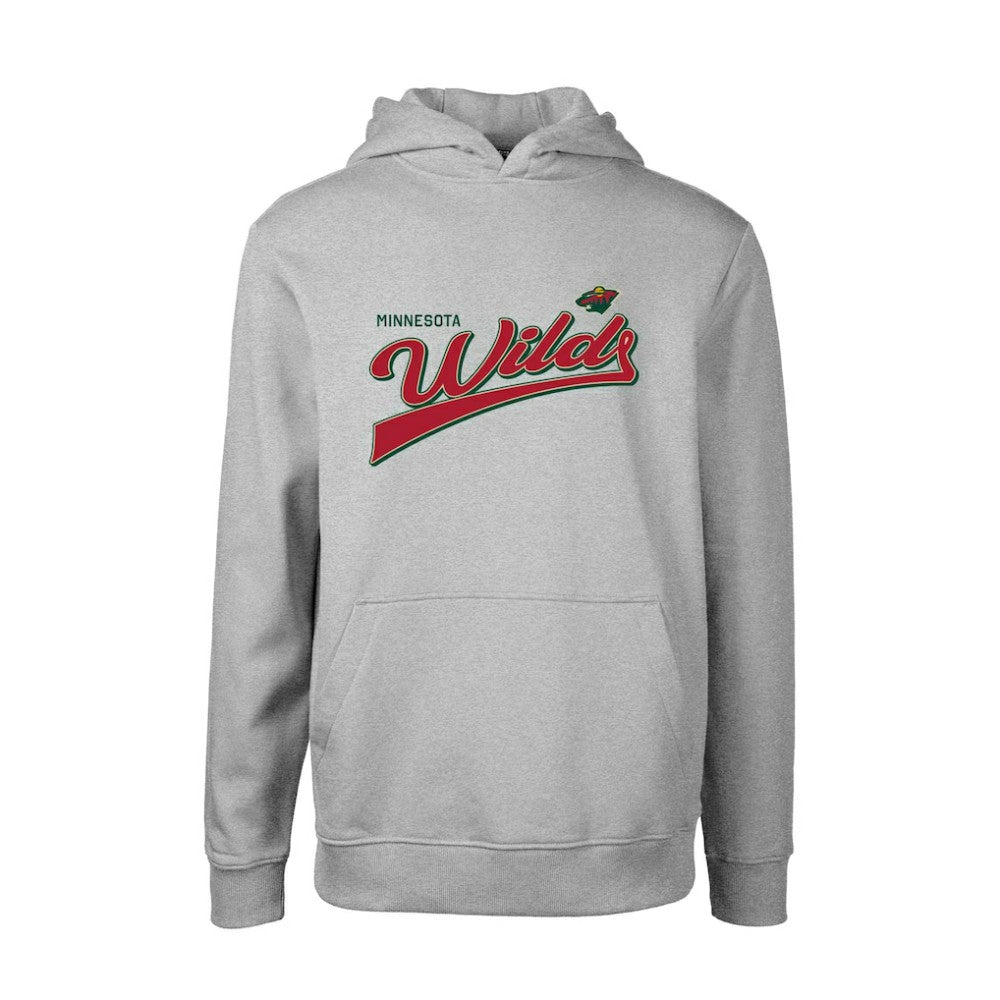 Minnesota Wild Levelwear Youth Podium Retro Script Fleece Pullover Hoodie - Gray Hoodies