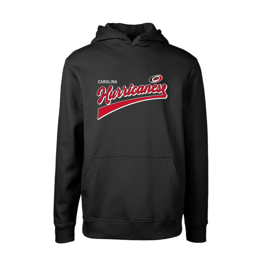 Carolina Hurricanes Levelwear Youth Podium Retro Script Fleece Pullover Hoodie - Black Hoodies