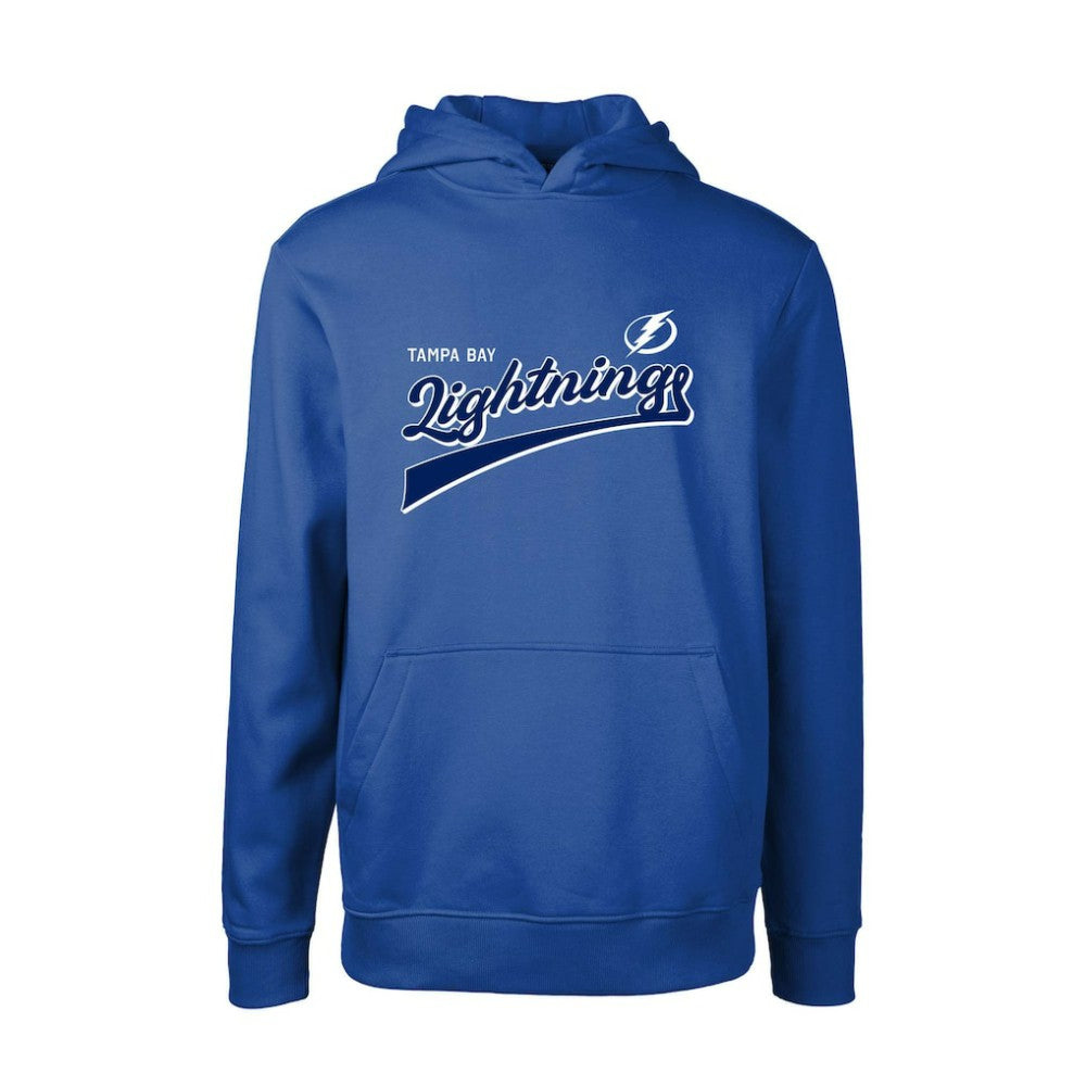 Tampa Bay Lightning Levelwear Youth Podium Retro Script Fleece Pullover Hoodie - Blue Hoodies