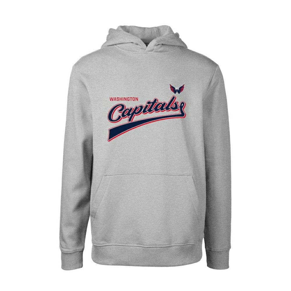Washington Capitals Levelwear Youth Podium Retro Script Fleece Pullover Hoodie - Gray Hoodies