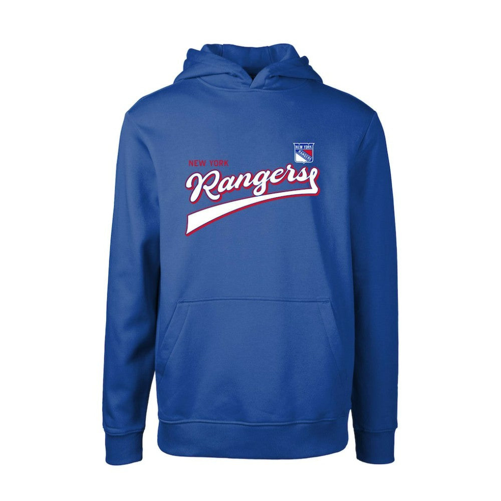 New York Rangers Levelwear Youth Podium Retro Script Fleece Pullover Hoodie - Blue Hoodies