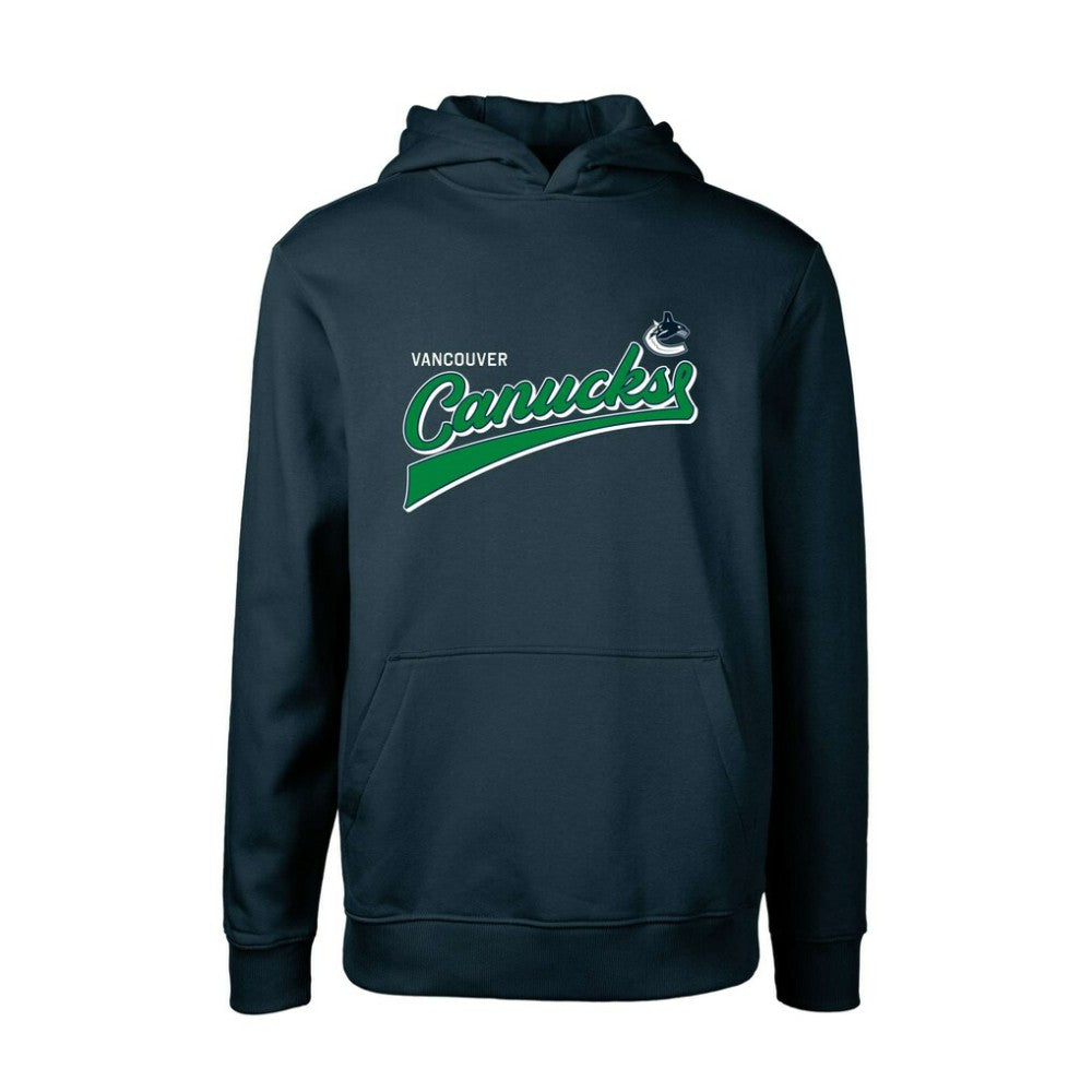 Vancouver Canucks Levelwear Youth Podium Retro Script Fleece Pullover Hoodie - Navy Hoodies