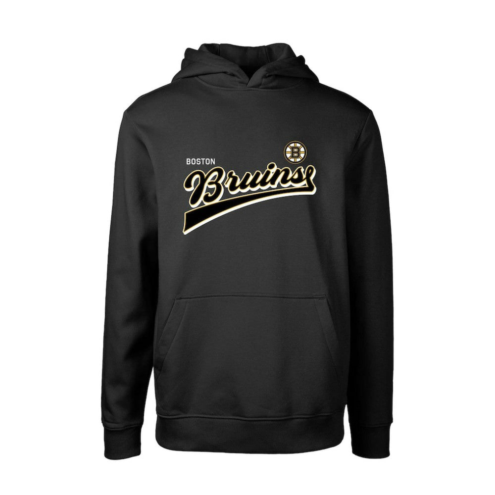 Boston Bruins Levelwear Youth Podium Retro Script Fleece Pullover Hoodie - Black Hoodies