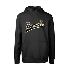Boston Bruins Levelwear Youth Podium Retro Script Fleece Pullover Hoodie - Black Hoodies