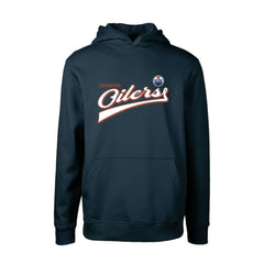 Edmonton Oilers Levelwear Youth Podium Retro Script Fleece Pullover Hoodie - Navy Hoodies