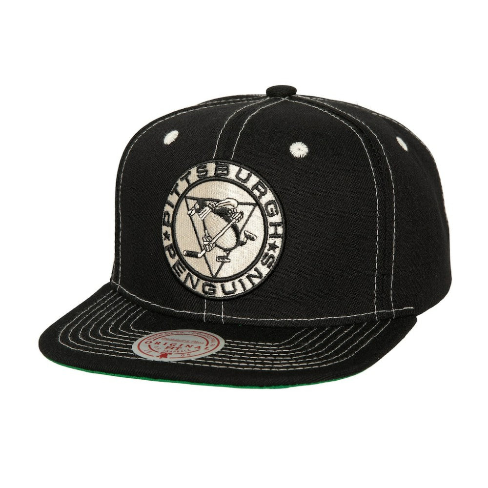 Pittsburgh Penguins Mitchell & Ness Energy Contrast Natural Snapback Hat - Black Hats