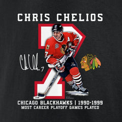 Chris Chelios Chicago Blackhawks Jersey Retirement T-Shirt - Black T-shirts