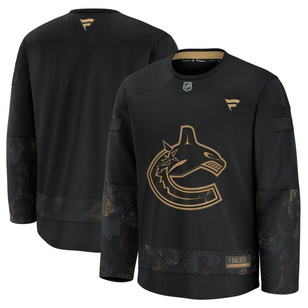 Vancouver Canucks Fanatics 2024 Military Appreciation Practice Jersey - Black Jerseys