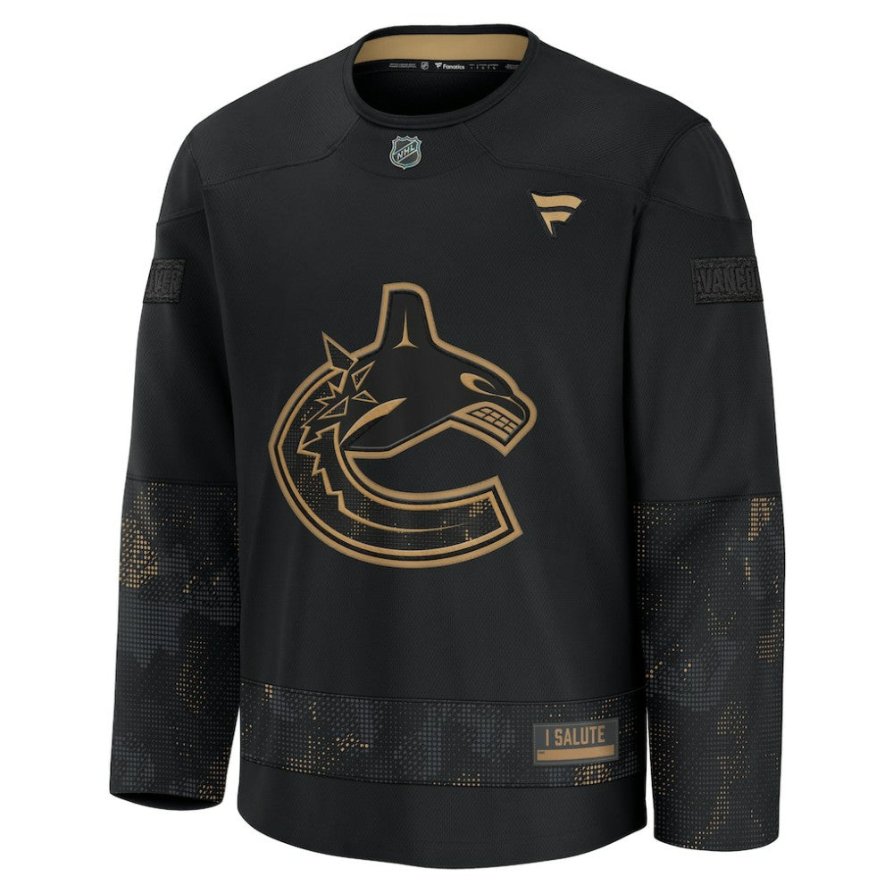 Vancouver Canucks Fanatics 2024 Military Appreciation Practice Jersey - Black Jerseys