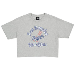 Women's Bella Dona x Los Angeles Dodgers Boxy Crop T-Shirt Gray