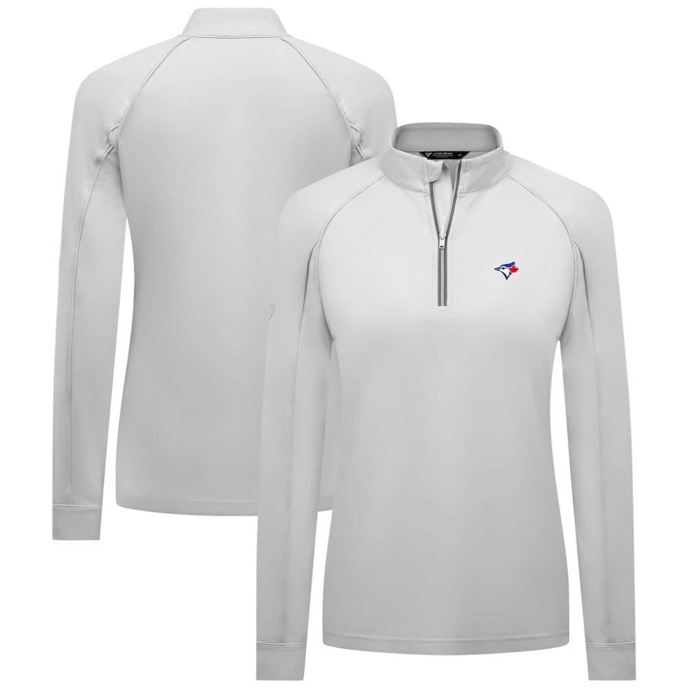 Toronto Blue Jays Levelwear Women's Kinetic Insignia Quarter-Zip Pullover White