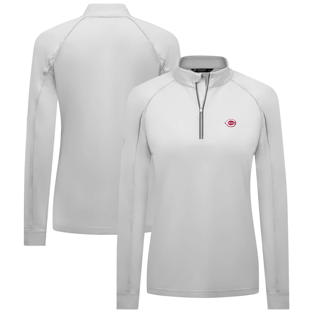 Cincinnati Reds Levelwear Women's Kinetic Insignia Quarter-Zip Pullover White