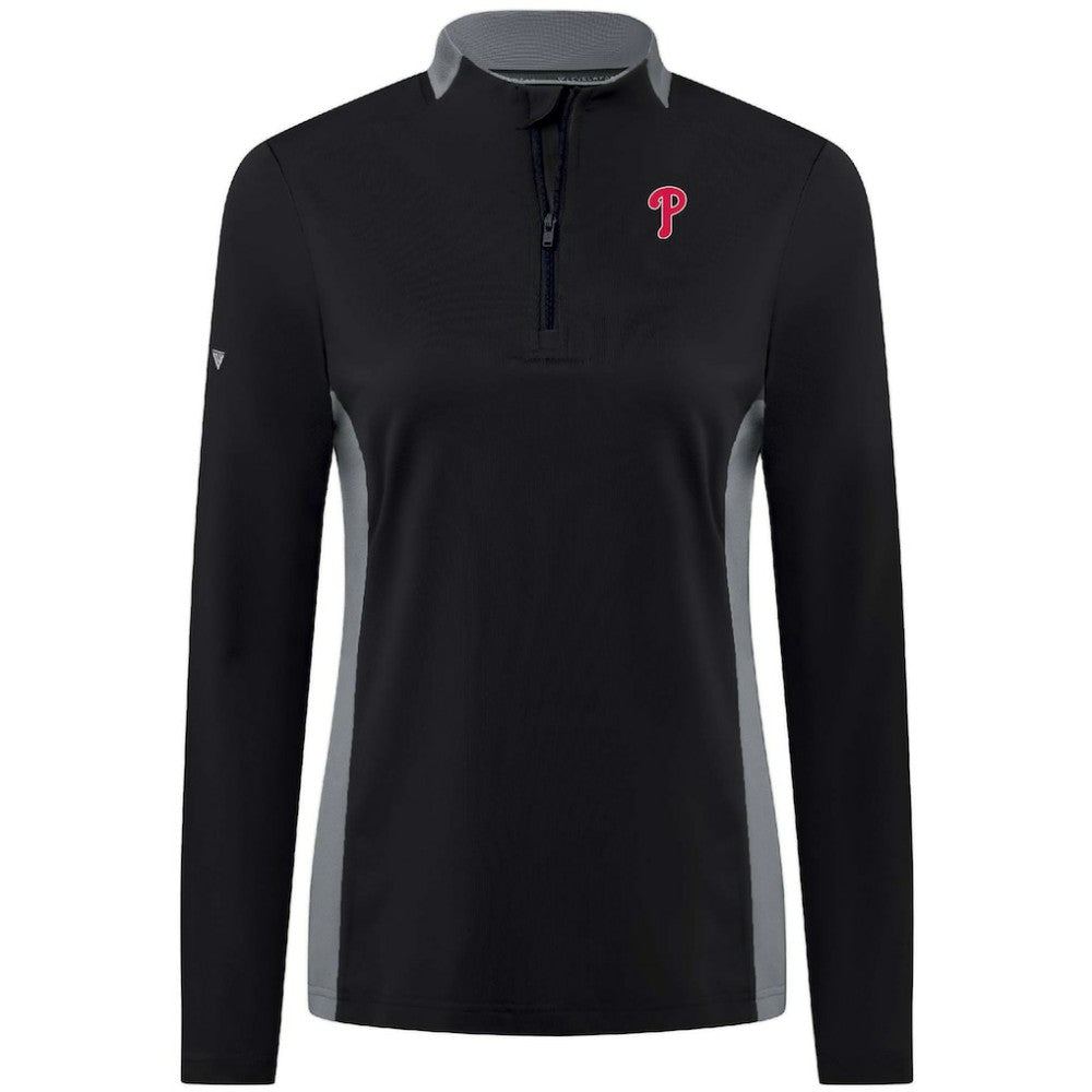 Philadelphia Phillies Levelwear Women's Moxie Insignia Quarter-Zip Pullover Black