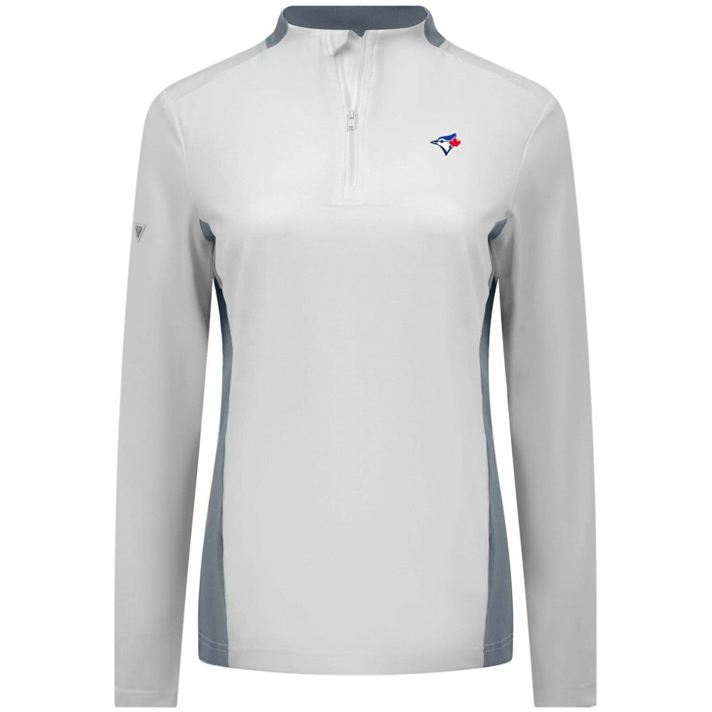 Toronto Blue Jays Levelwear Women's Moxie Insignia Quarter-Zip Pullover White