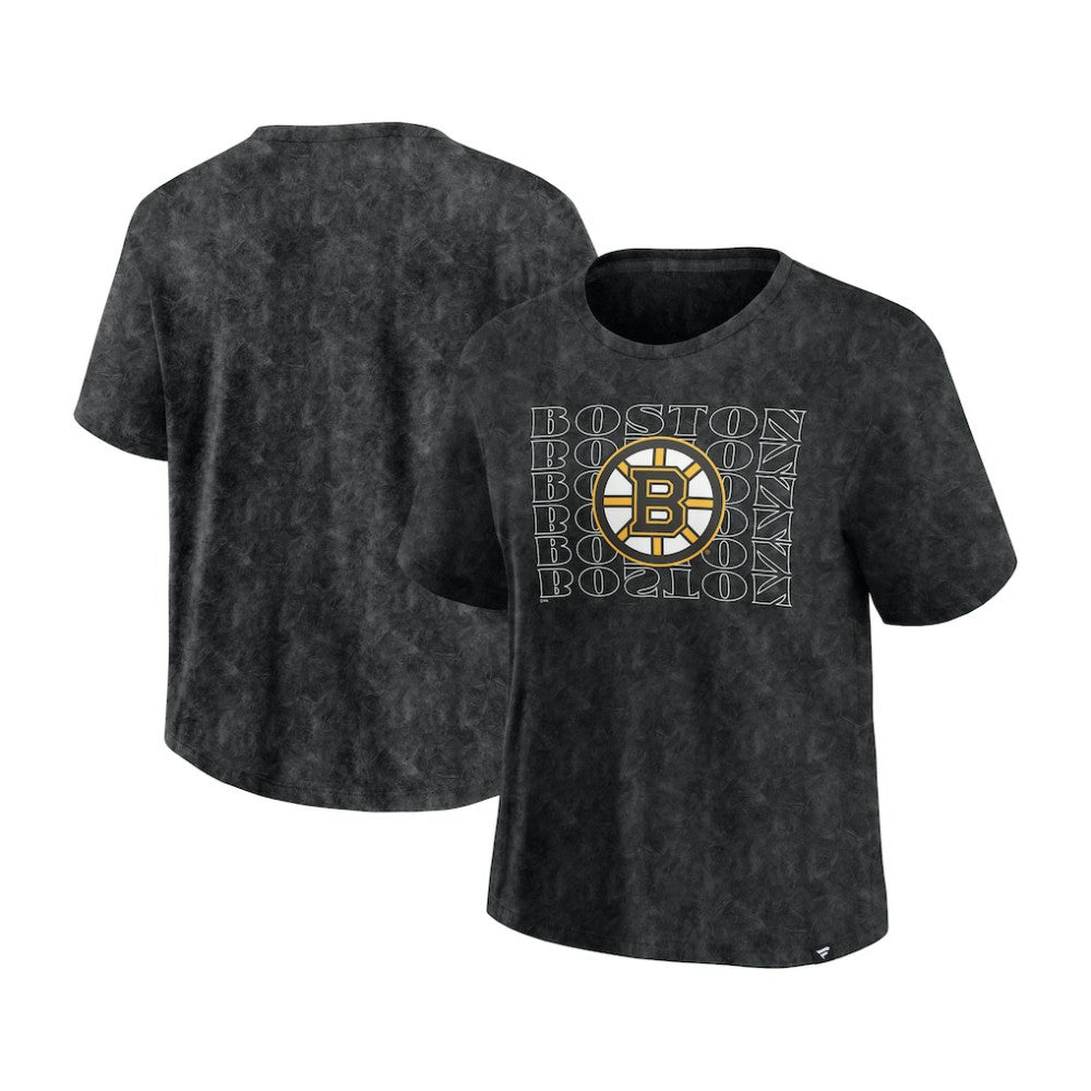Boston Bruins Fanatics Women's Faded Wash T-Shirt - Black T-shirts