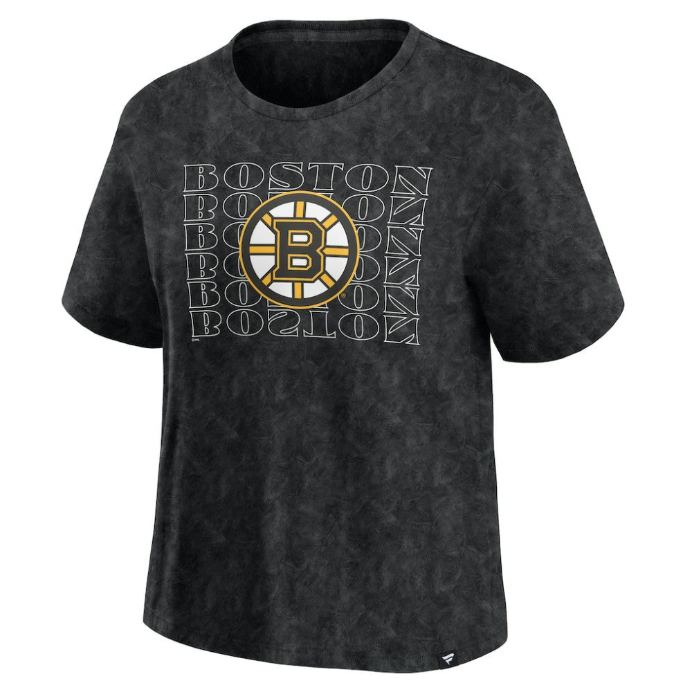 Boston Bruins Fanatics Women's Faded Wash T-Shirt - Black T-shirts