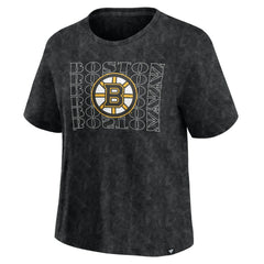 Boston Bruins Fanatics Women's Faded Wash T-Shirt - Black T-shirts