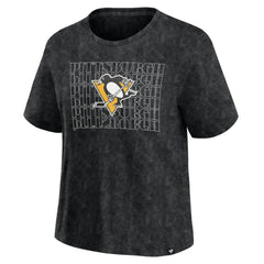 Pittsburgh Penguins Fanatics Women's Faded Wash T-Shirt - Black T-shirts