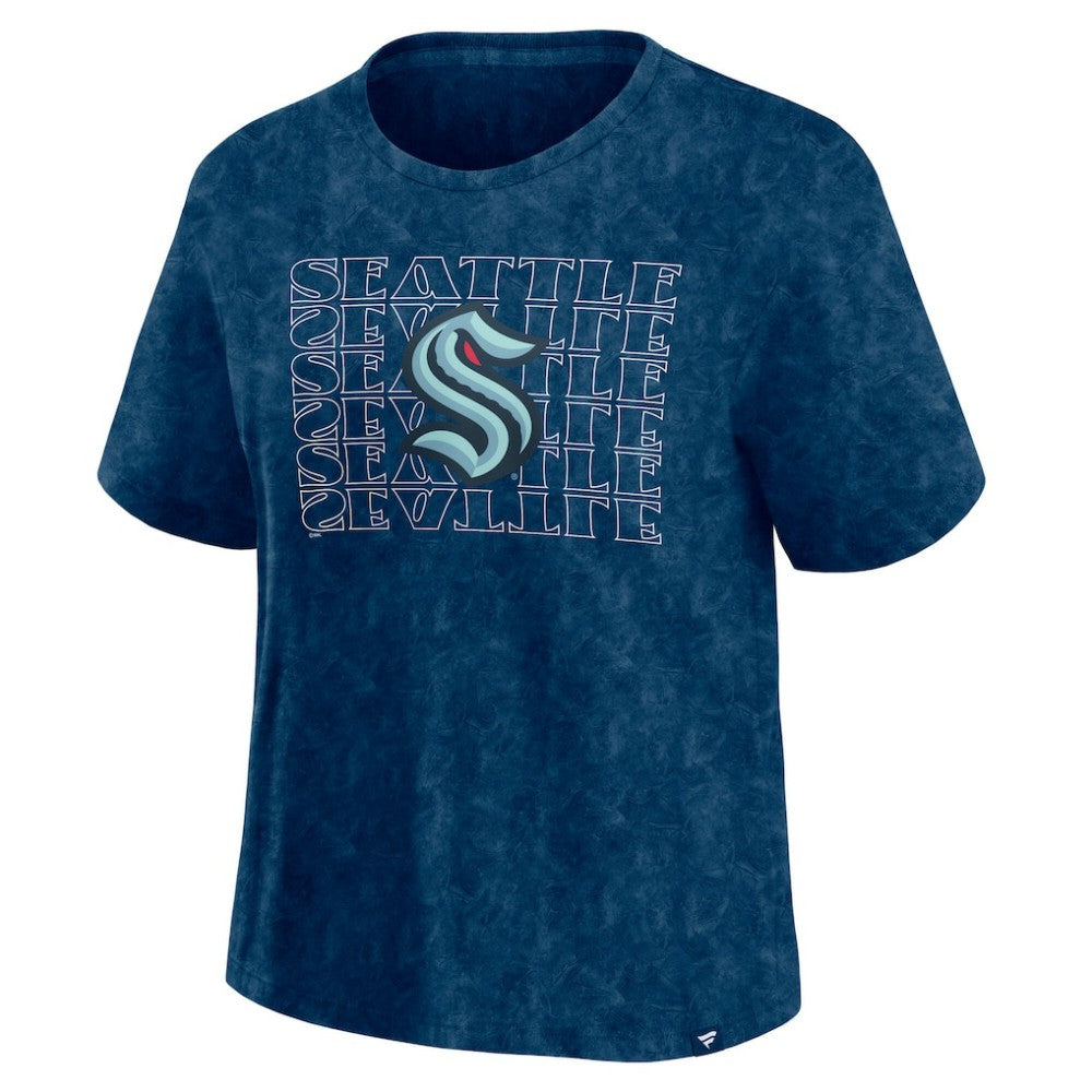 Seattle Kraken Fanatics Women's Faded Wash T-Shirt - Deep Sea Blue T-shirts