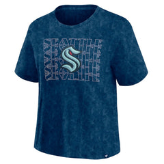 Seattle Kraken Fanatics Women's Faded Wash T-Shirt - Deep Sea Blue T-shirts