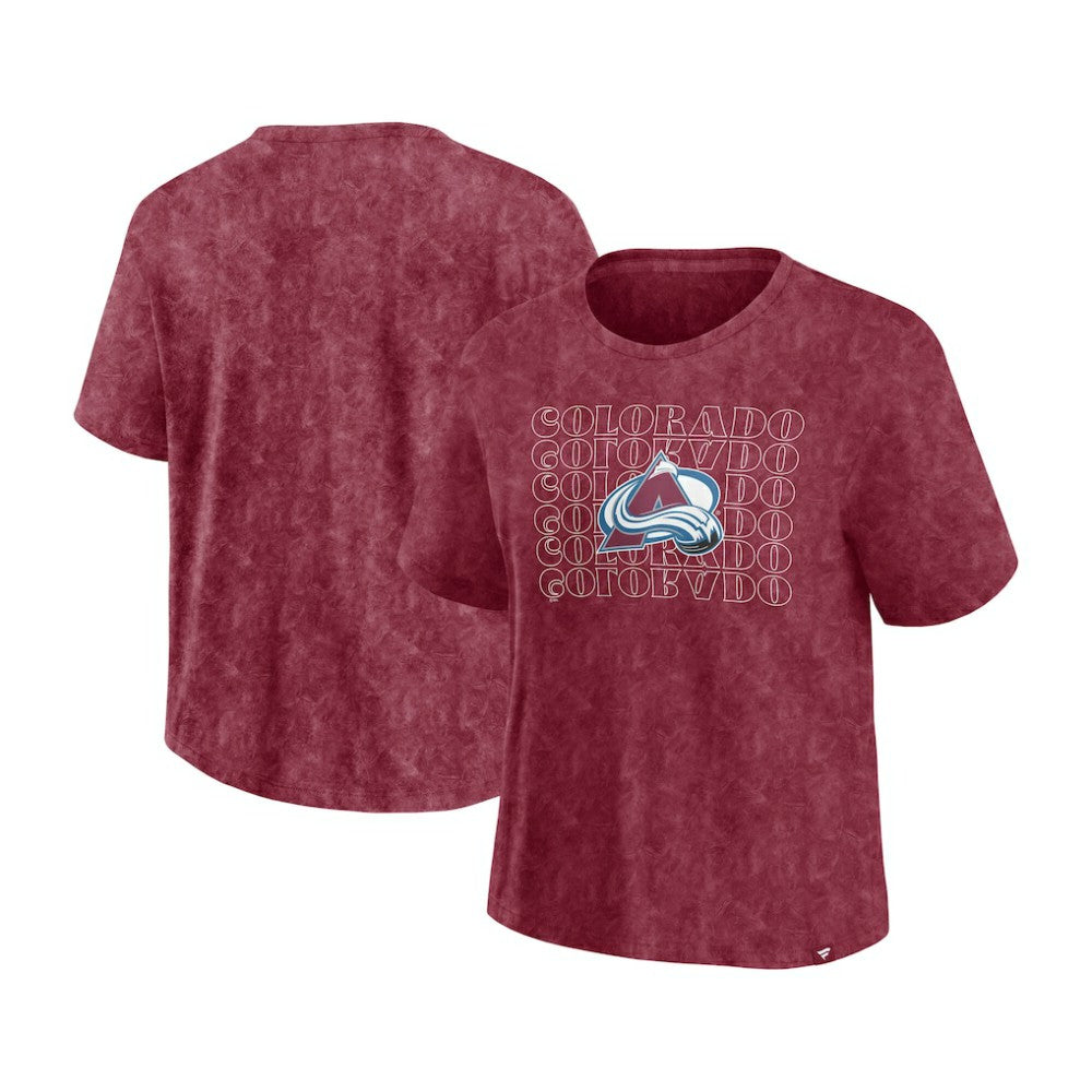Colorado Avalanche Fanatics Women's Faded Wash T-Shirt - Burgundy T-shirts