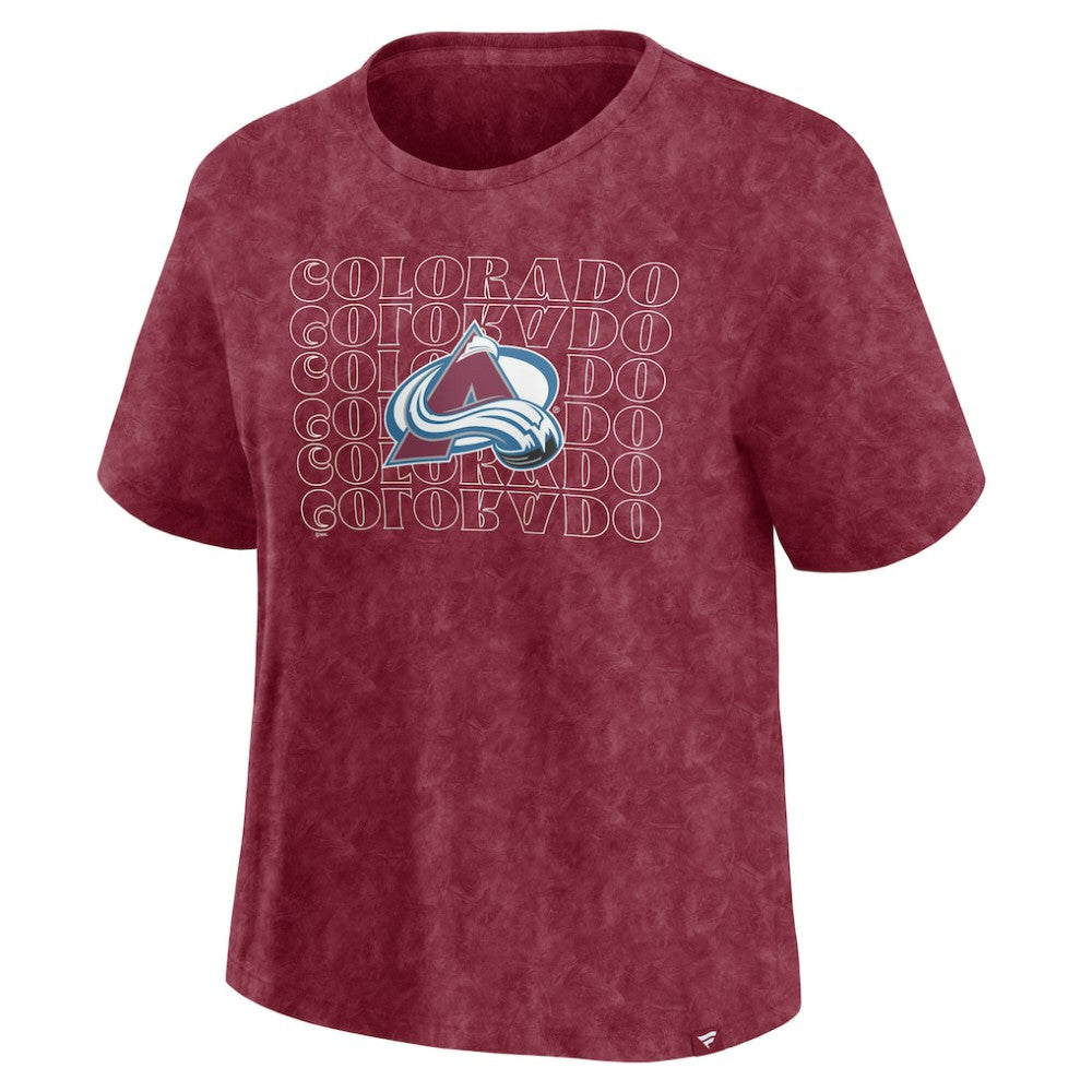 Colorado Avalanche Fanatics Women's Faded Wash T-Shirt - Burgundy T-shirts
