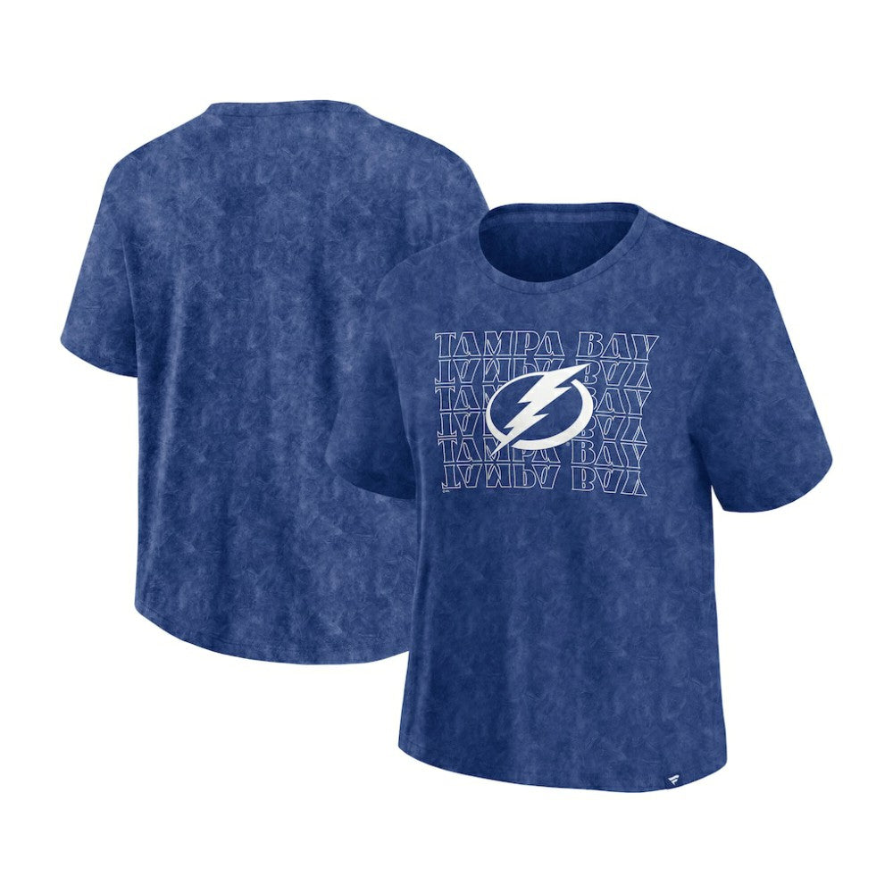 Tampa Bay Lightning Fanatics Women's Faded Wash T-Shirt - Blue T-shirts