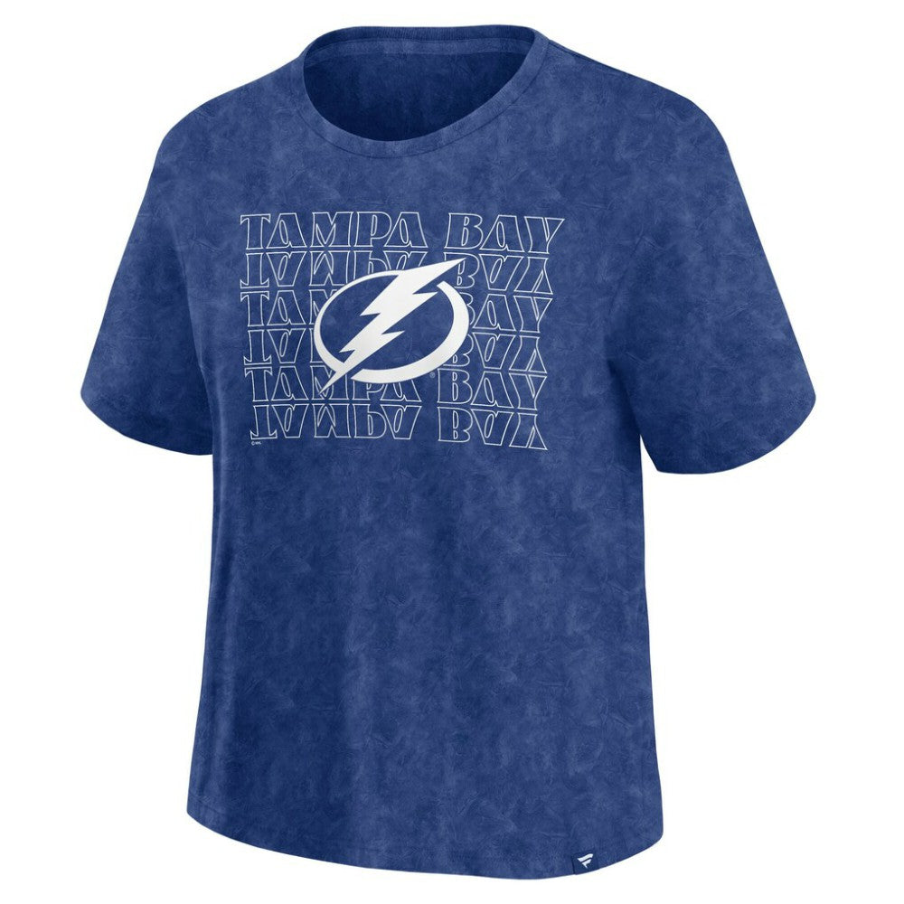 Tampa Bay Lightning Fanatics Women's Faded Wash T-Shirt - Blue T-shirts