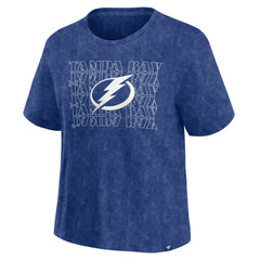 Tampa Bay Lightning Fanatics Women's Faded Wash T-Shirt - Blue T-shirts