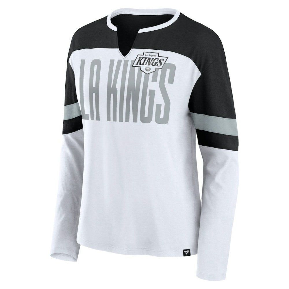 Los Angeles Kings Fanatics Women's Frozen Long Sleeve Notch Neck T-Shirt - White/Black T-shirts