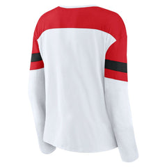 Chicago Blackhawks Fanatics Women's Frozen Long Sleeve Notch Neck T-Shirt - White/Red T-shirts
