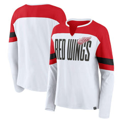 Detroit Red Wings Fanatics Women's Frozen Long Sleeve Notch Neck T-Shirt - White/Red T-shirts