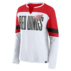 Detroit Red Wings Fanatics Women's Frozen Long Sleeve Notch Neck T-Shirt - White/Red T-shirts