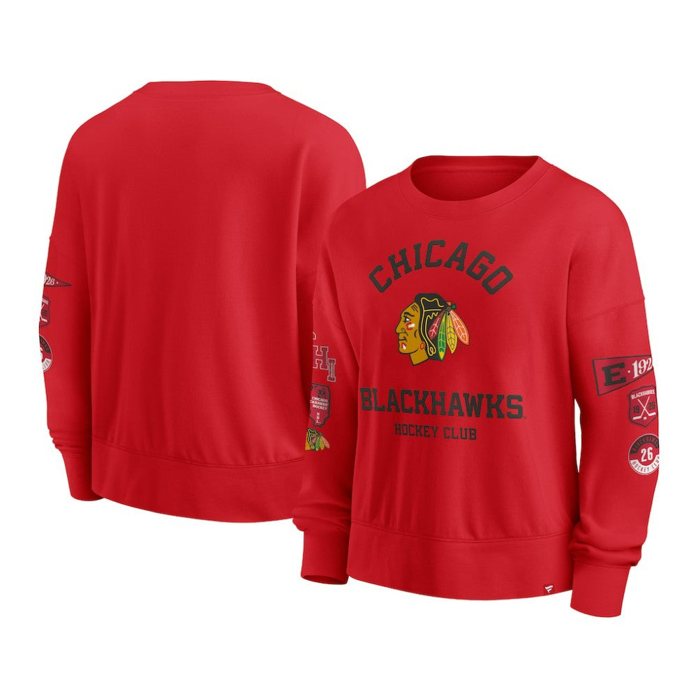 Chicago Blackhawks Fanatics Women's Go Team Pullover Sweatshirt - Red Sweatshirts