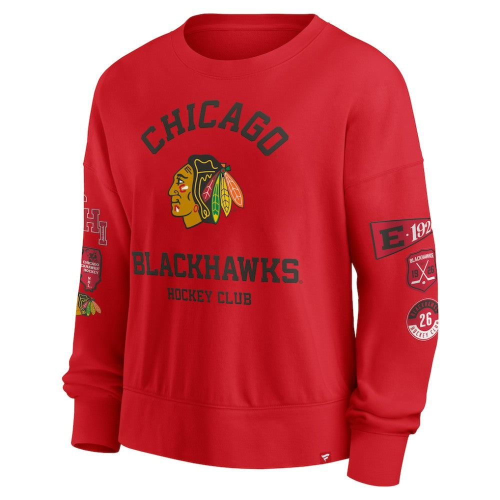 Chicago Blackhawks Fanatics Women's Go Team Pullover Sweatshirt - Red Sweatshirts