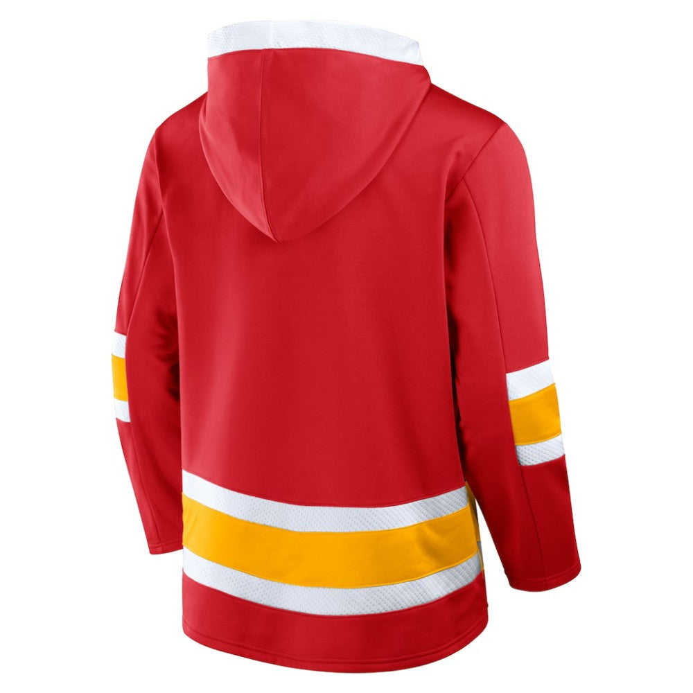Calgary Flames Fanatics Inside Line Fleece Pullover Hoodie- Red Hoodies