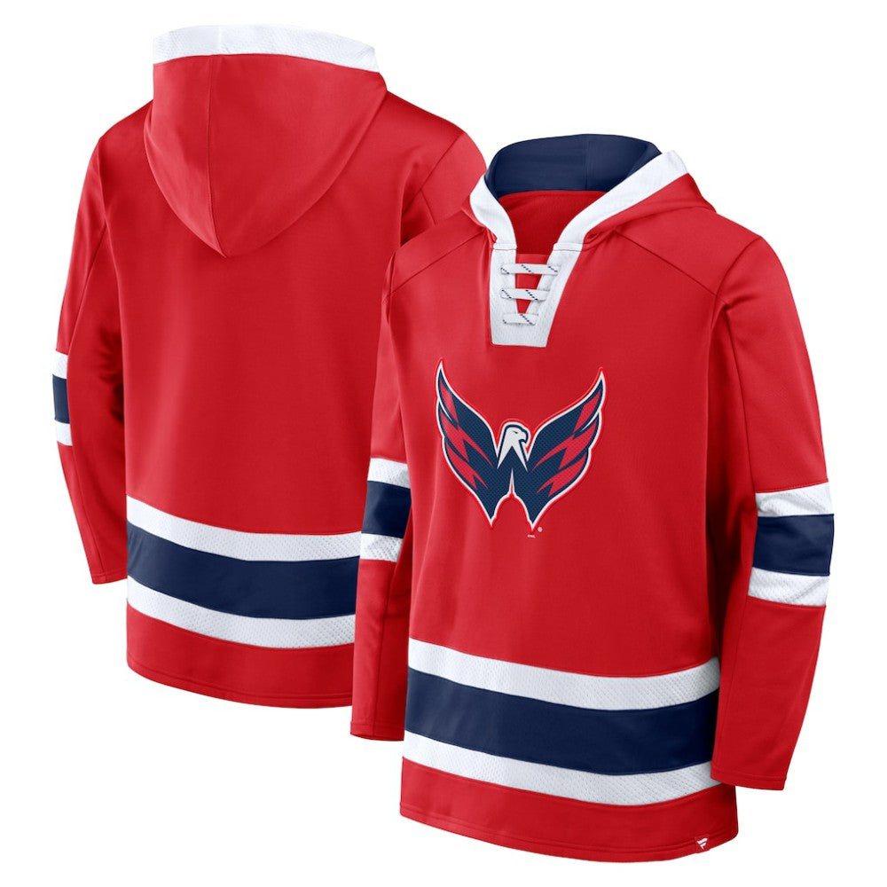 Washington Capitals Fanatics Inside Line Fleece Pullover Hoodie- Red Hoodies