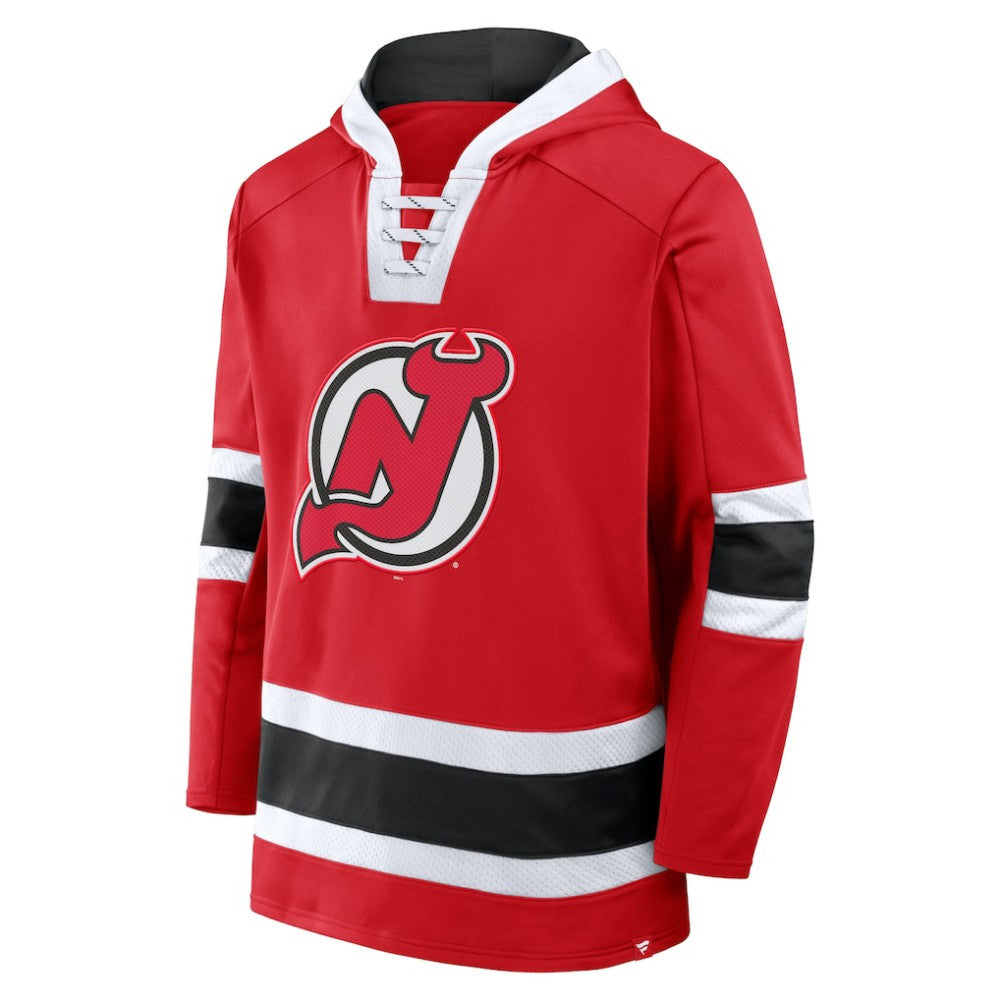 New Jersey Devils Fanatics Inside Line Fleece Pullover Hoodie- Red Jerseys