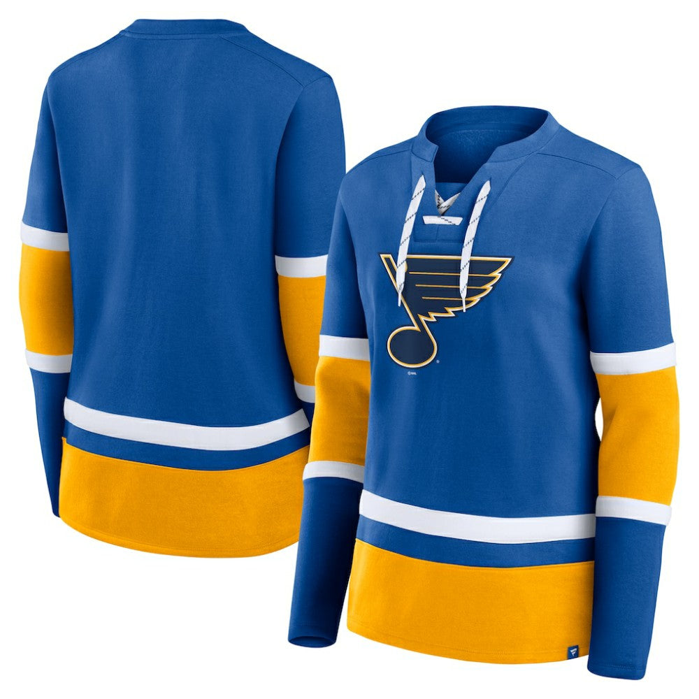 St. Louis Blues Fanatics Women's Prime Time Lace-Up Long Sleeve T-Shirt - Blue T-shirts