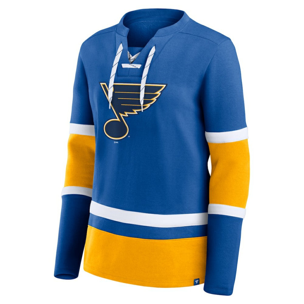 St. Louis Blues Fanatics Women's Prime Time Lace-Up Long Sleeve T-Shirt - Blue T-shirts