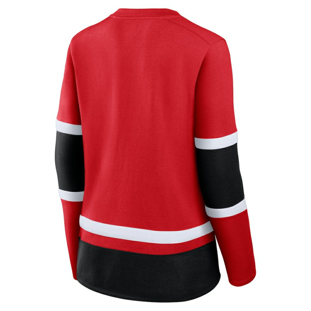 Chicago Blackhawks Fanatics Women's Prime Time Lace-Up Long Sleeve T-Shirt - Red T-shirts