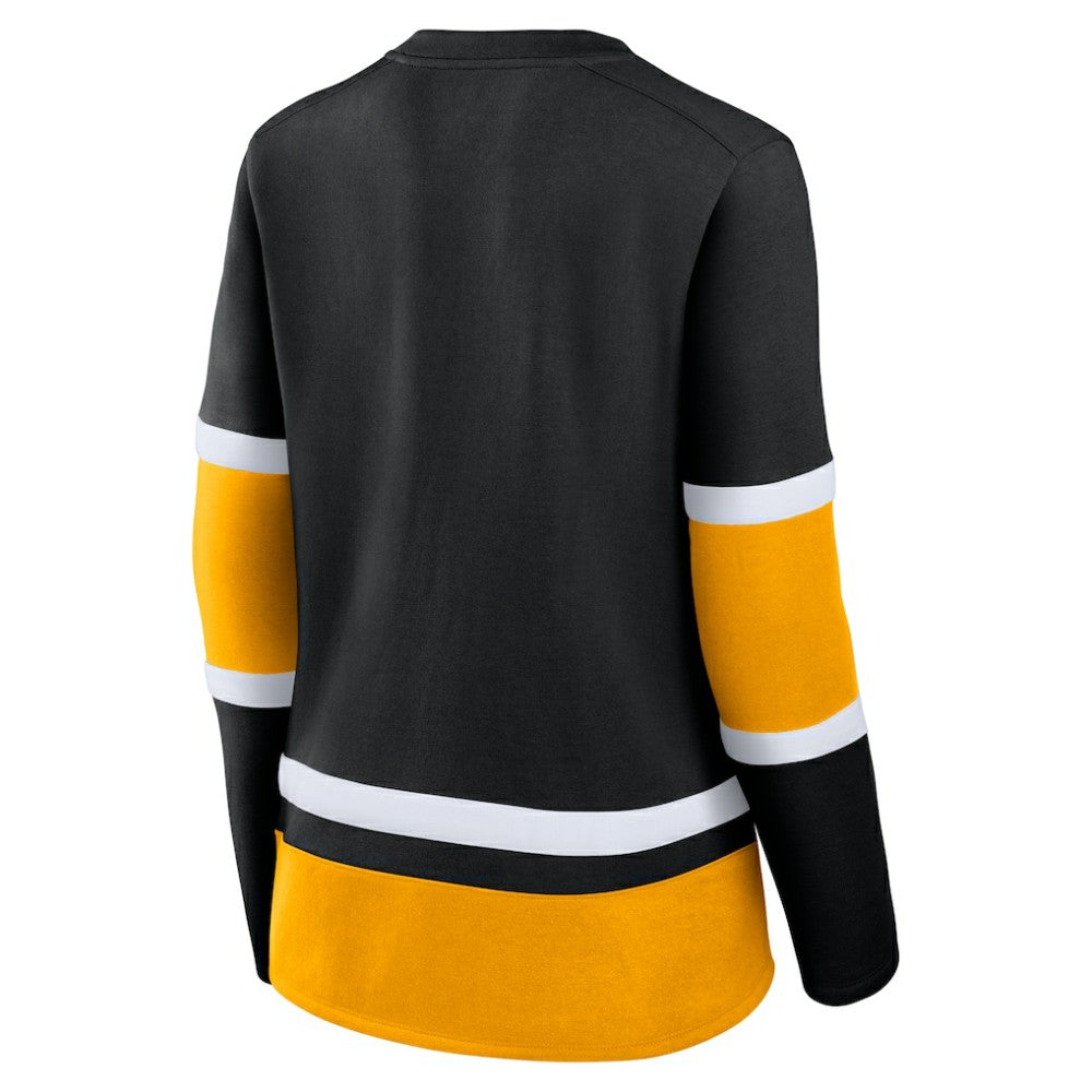 Boston Bruins Fanatics Women's Prime Time Lace-Up Long Sleeve T-Shirt - Black T-shirts